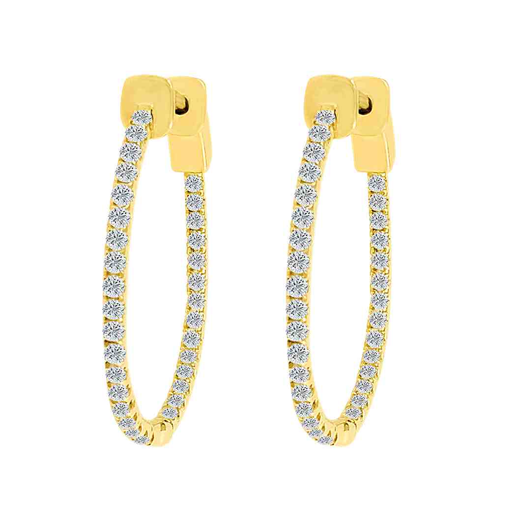 Huggie Hoop Inside Outside Diamond Earrings ER30A75MM26